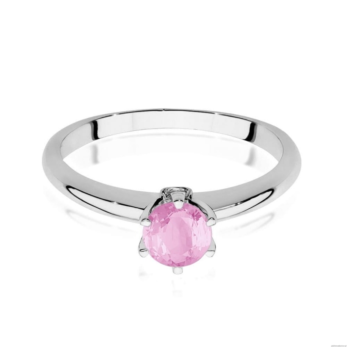 Pierścionek W557 Różowy Topaz 0,60ct białe złoto