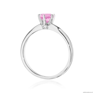 Pierścionek W557 Różowy Topaz 0,60ct białe złoto