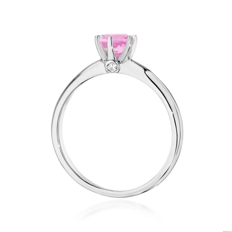 Pierścionek W557 Różowy Topaz 0,60ct białe złoto