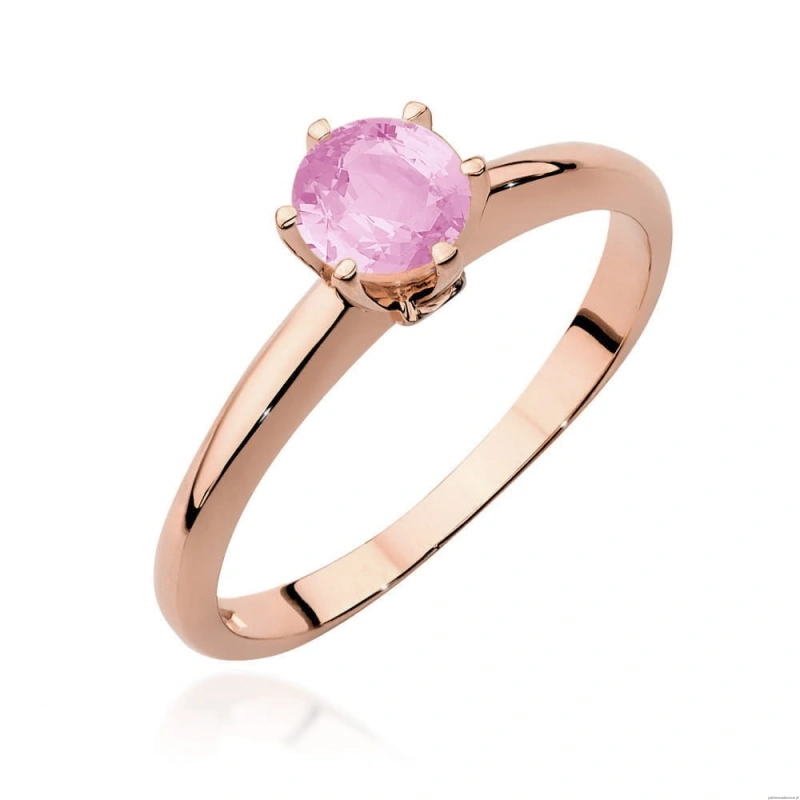 Pierścionek W557 Różowy Topaz 0,60ct różowe złoto