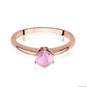 Pierścionek W557 Różowy Topaz 0,60ct różowe złoto