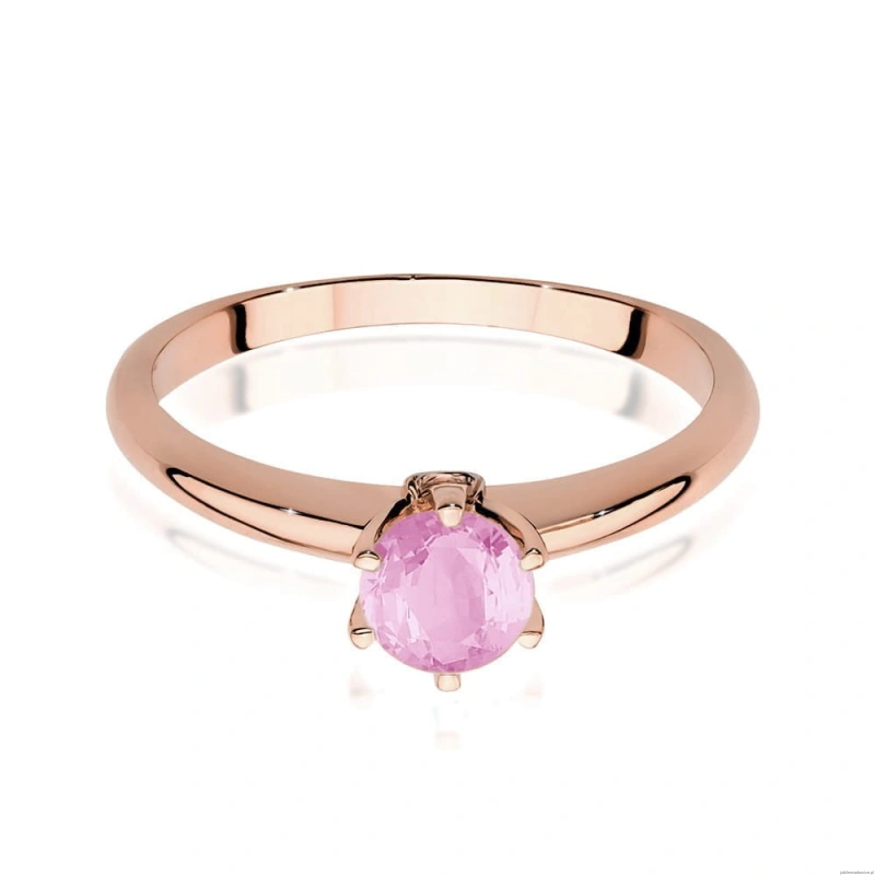 Pierścionek W557 Różowy Topaz 0,60ct różowe złoto