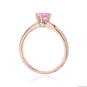 Pierścionek W557 Różowy Topaz 0,60ct różowe złoto