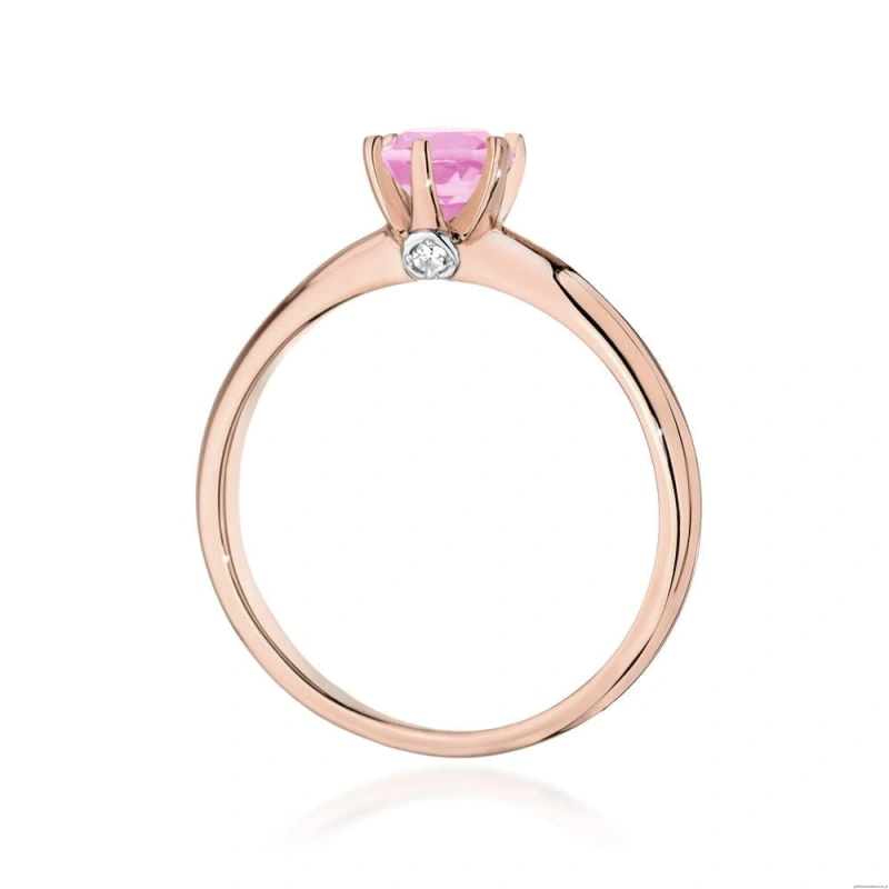 Pierścionek W557 Różowy Topaz 0,60ct różowe złoto