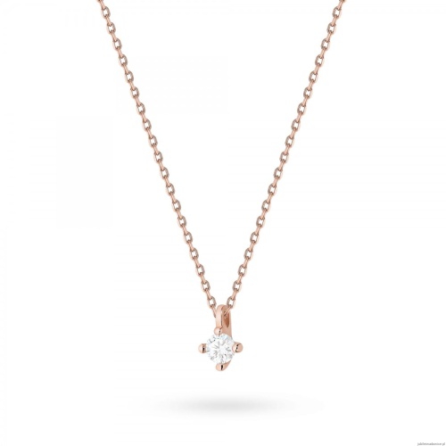 Naszyjnik N0081 z diamentem 0,05ct różowe złoto