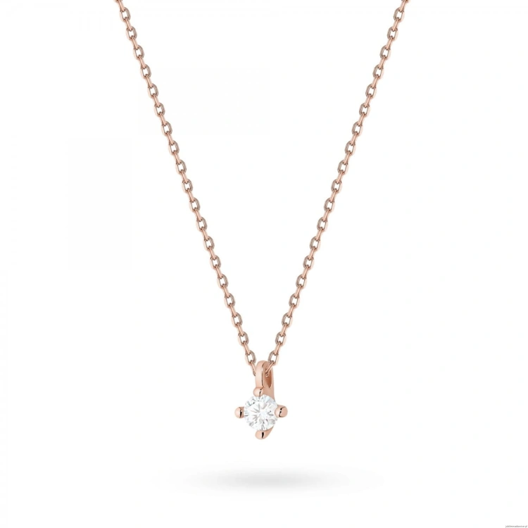 Naszyjnik N0081 z diamentem 0,05ct różowe złoto
