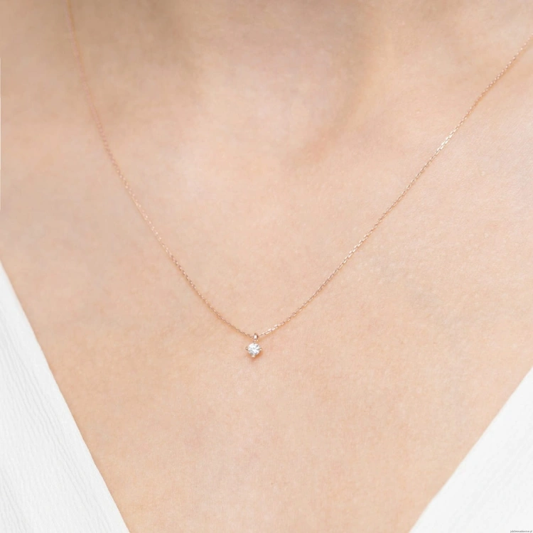 Naszyjnik N0081 z diamentem 0,05ct różowe złoto