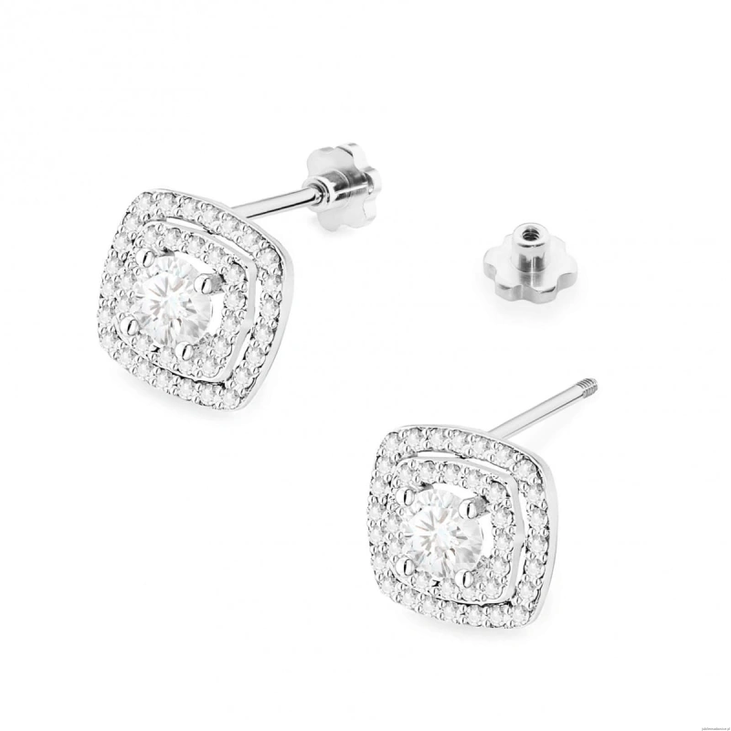 Kolczyki K0506 z diamentami białe złoto sztyft zakręcany