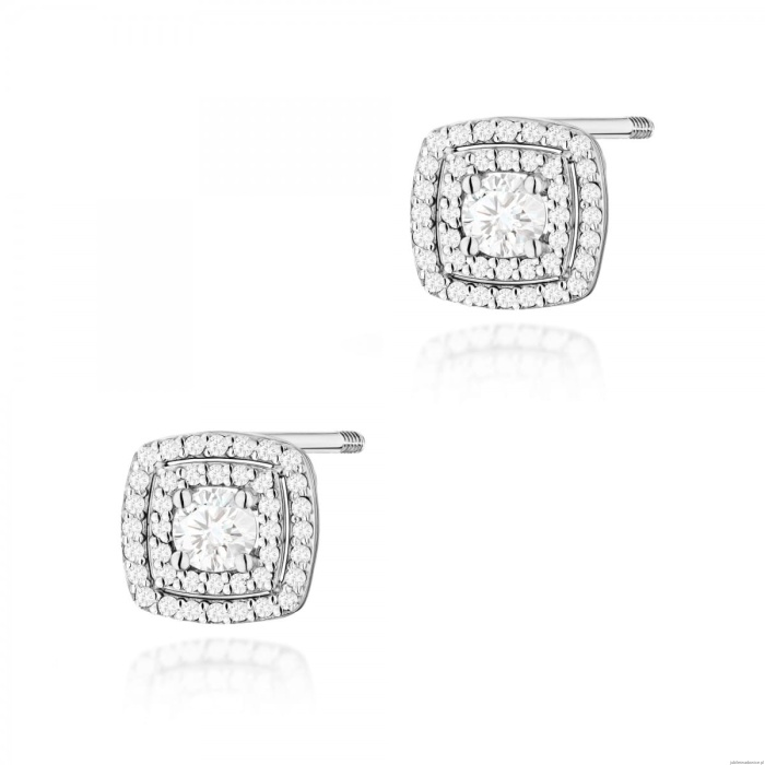 Kolczyki K0506 z diamentami laboratoryjnymi białe złoto sztyft zakręcany