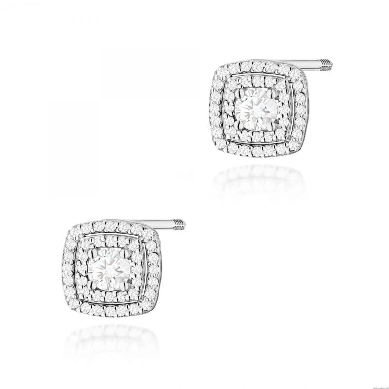 Kolczyki K0506 z diamentami laboratoryjnymi białe złoto sztyft zakręcany