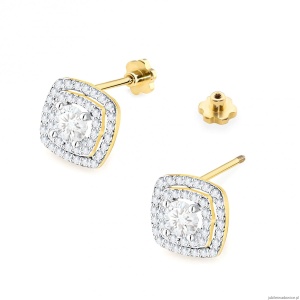 Kolczyki K0506 z diamentami żółte złoto sztyft zakręcany