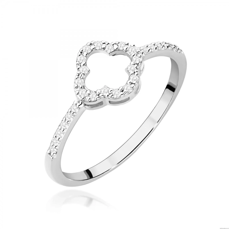 Pierścionek W0686 z diamentami białe złoto