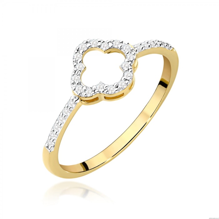 Pierścionek W0686 z diamentami żółte złoto