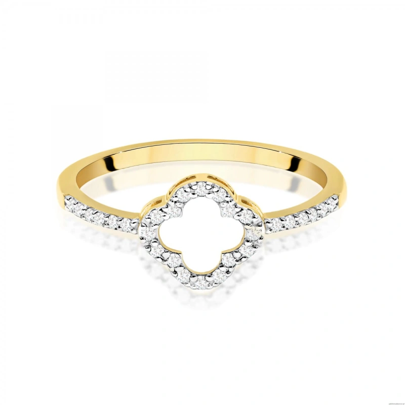 Pierścionek W0686 z diamentami żółte złoto
