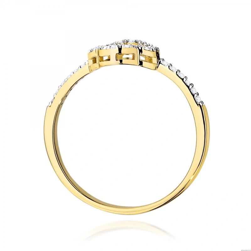 Pierścionek W0686 z diamentami żółte złoto