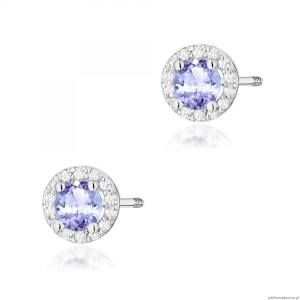 Kolczyki K0509 Tanzanit 2 x 0,50ct białe złoto sztyft zakręcany