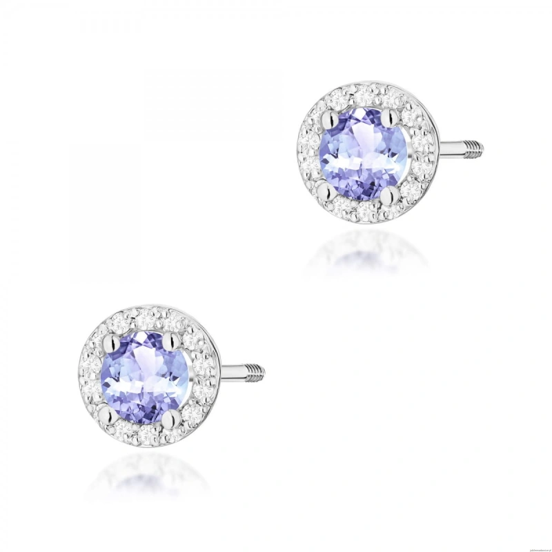 Kolczyki K0509 Tanzanit 2 x 0,50ct białe złoto sztyft zakręcany