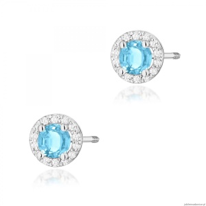 Kolczyki K0509 Topaz Swiss 2 x 0,50ct białe złoto sztyft zakręcany