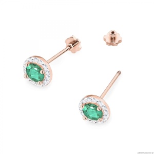 Kolczyki K0509 Szmaragd 2 x 0,50ct różowe złoto sztyft zakręcany