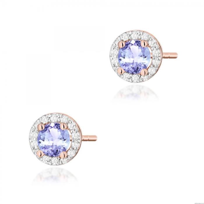 Kolczyki K0509 Tanzanit 2 x 0,50ct różowe złoto