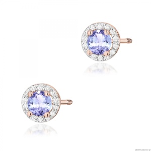 Kolczyki K0509 Tanzanit 2 x 0,50ct różowe złoto sztyft zakręcany