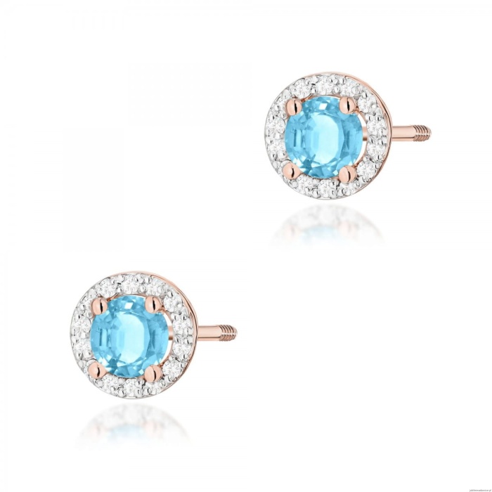 Kolczyki K0509 Topaz Swiss 2 x 0,50ct różowe złoto sztyft zakręcany