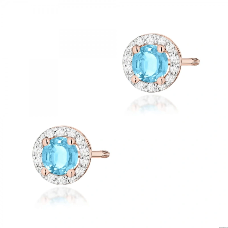 Kolczyki K0509 Topaz Swiss 2 x 0,50ct różowe złoto sztyft zakręcany