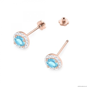 Kolczyki K0509 Topaz Swiss 2 x 0,50ct różowe złoto sztyft zakręcany