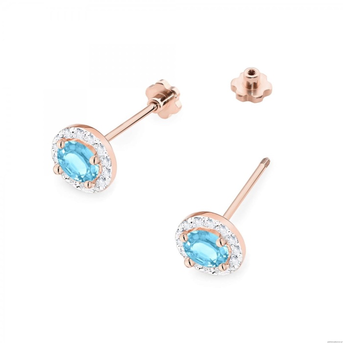 Kolczyki K0509 Topaz Swiss 2 x 0,50ct różowe złoto sztyft zakręcany