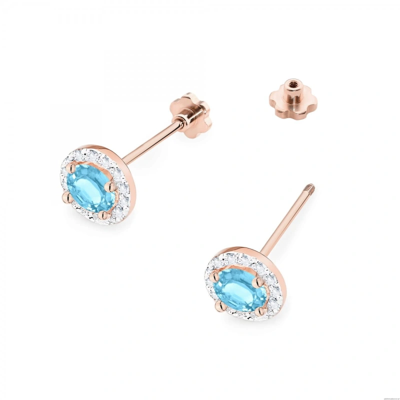 Kolczyki K0509 Topaz Swiss 2 x 0,50ct różowe złoto sztyft zakręcany