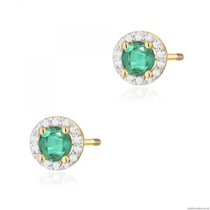 Kolczyki K0509 Szmaragd 2 x 0,50ct żółte złoto sztyft zakręcany