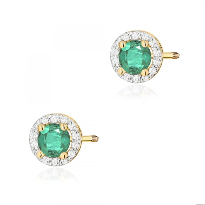 Kolczyki K0509 Szmaragd 2 x 0,50ct żółte złoto sztyft zakręcany