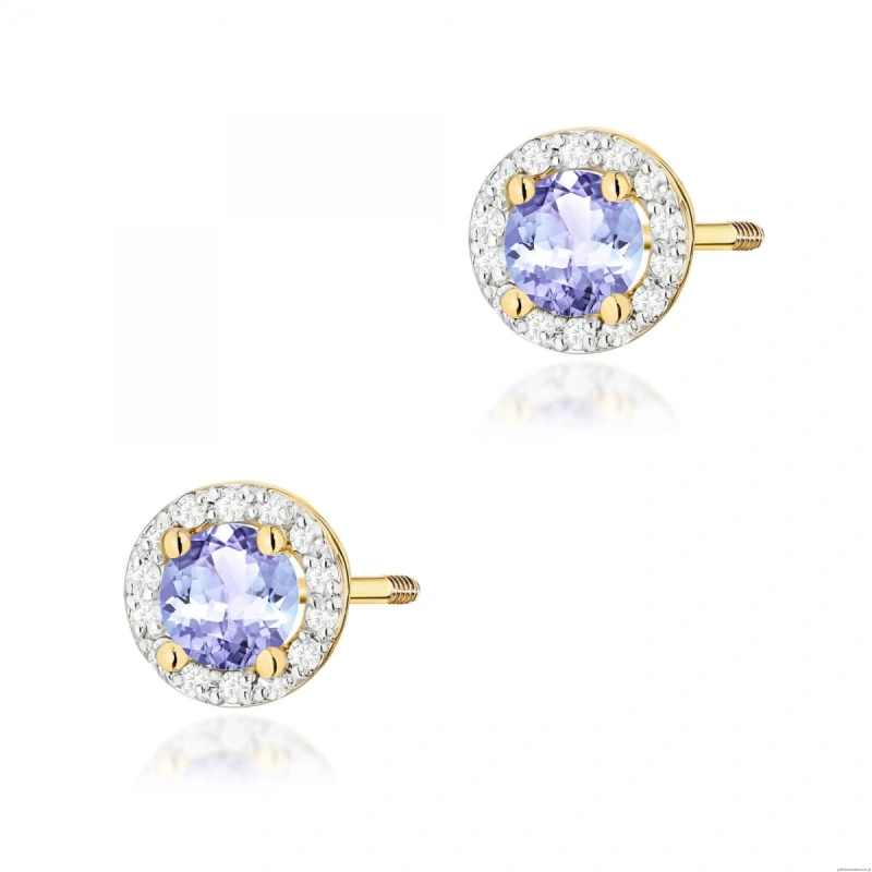 Kolczyki K0509 Tanzanit 2 x 0,50ct żółte złoto sztyft zakręcany