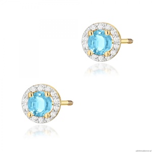 Kolczyki K0509 Topaz Swiss 2 x 0,50ct żółte złoto sztyft zakręcany