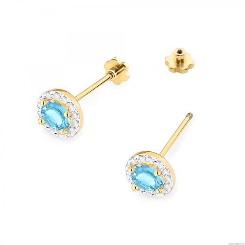 Kolczyki K0509 Topaz Swiss 2 x 0,50ct żółte złoto sztyft zakręcany