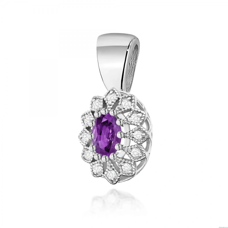 Zawieszka Z0354 Ametyst 0,40ct białe złoto