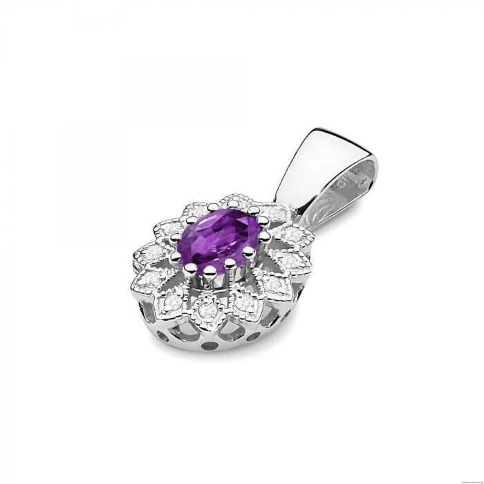 Zawieszka Z0354 Ametyst 0,40ct białe złoto