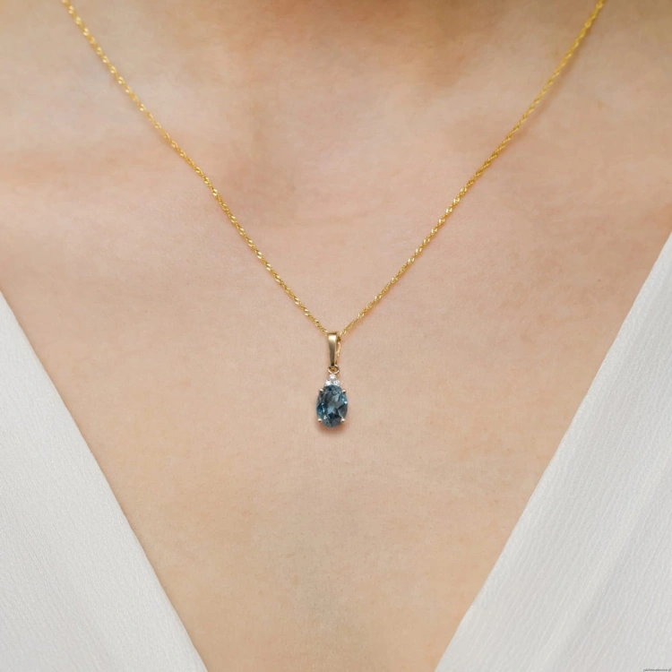Zawieszka Z0308 Topaz London Blue 0,85ct żółte złoto