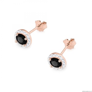 Kolczyki K0509 Czarny Diament 2 x 0,50ct różowe złoto