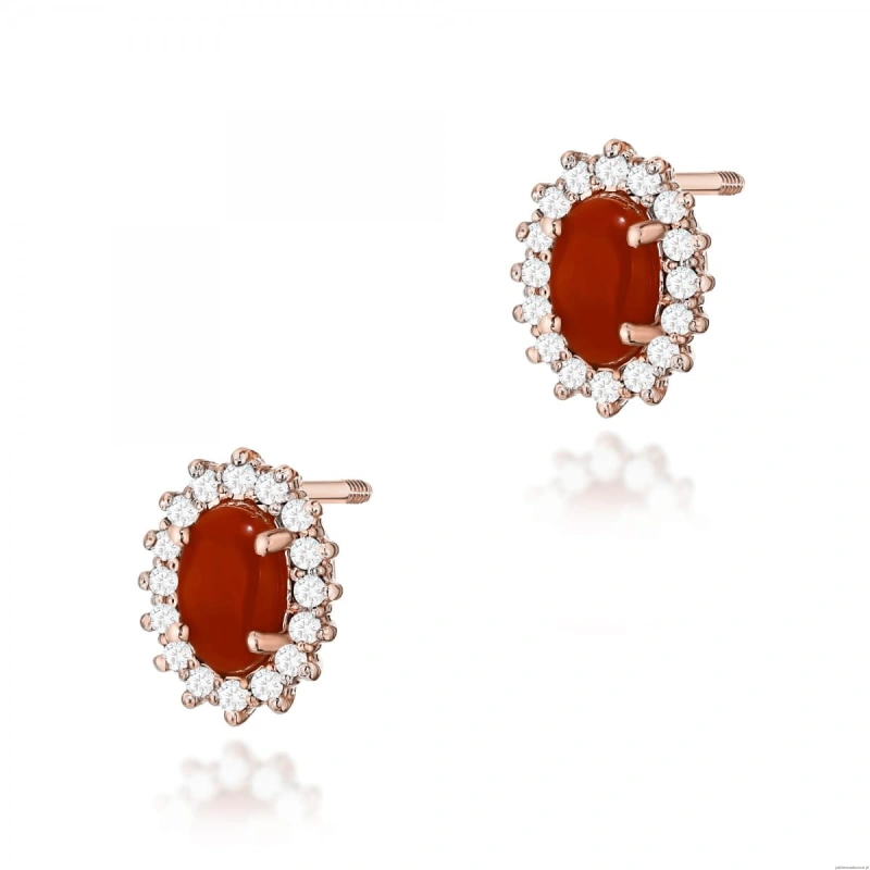 Kolczyki K0569 Koral 2 x 0,20ct różowe złoto sztyft zakręcany
