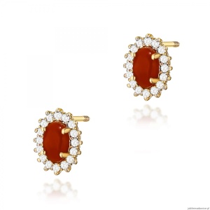 Kolczyki K0569 Koral 2 x 0,20ct żółte złoto sztyft zakręcany