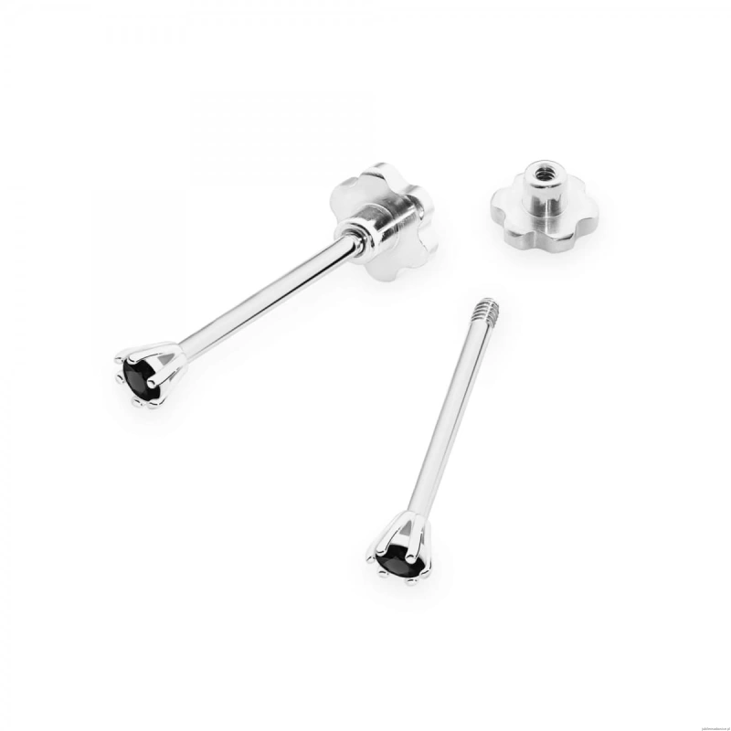 Kolczyki K0501 Czarny Diament 2 x 0.04ct białe złoto sztyft zakręcany