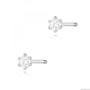 Kolczyki K0501 Diament 2 x 0,05ct białe złoto sztyft zakręcany