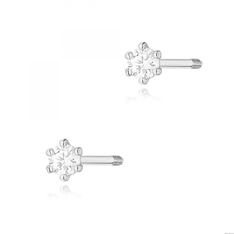 Kolczyki K0501 Diament 2 x 0,05ct białe złoto sztyft zakręcany