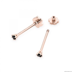 Kolczyki K0501 Czarny Diament 2 x 0.04ct różowe złoto sztyft zakręcany