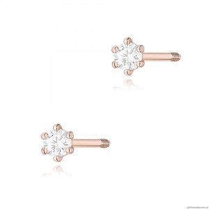 Kolczyki K0501 Diament 2 x 0,05ct różowe złoto sztyft zakręcany