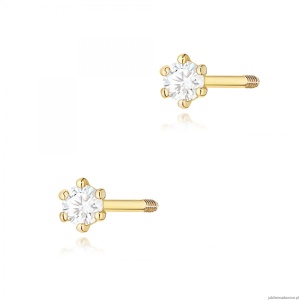 Kolczyki K0501 Diament 2 x 0,05ct żółte złoto sztyft zakręcany
