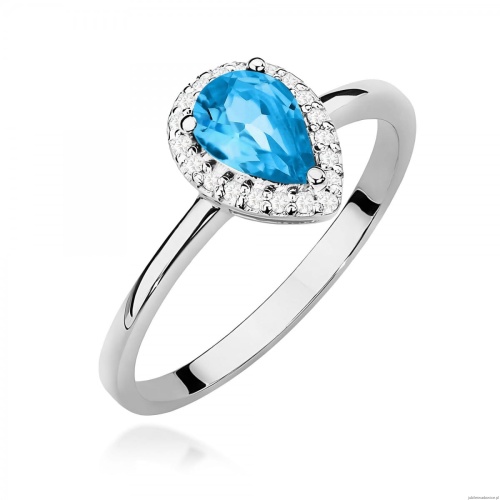 Pierścionek W0455 Topaz Swiss Blue 0,90ct białe złoto