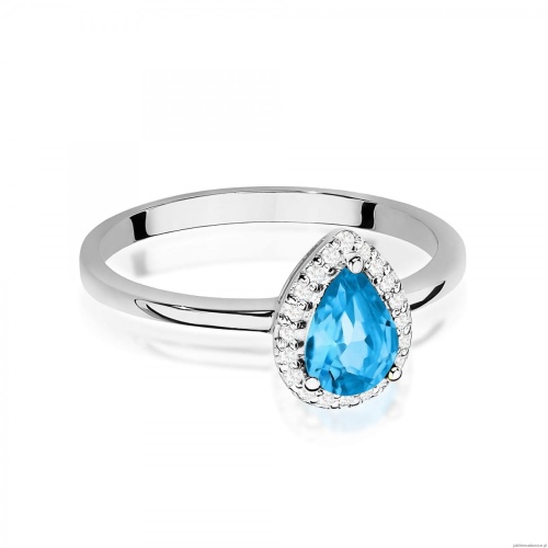 Pierścionek W0455 Topaz Swiss Blue 0,90ct białe złoto