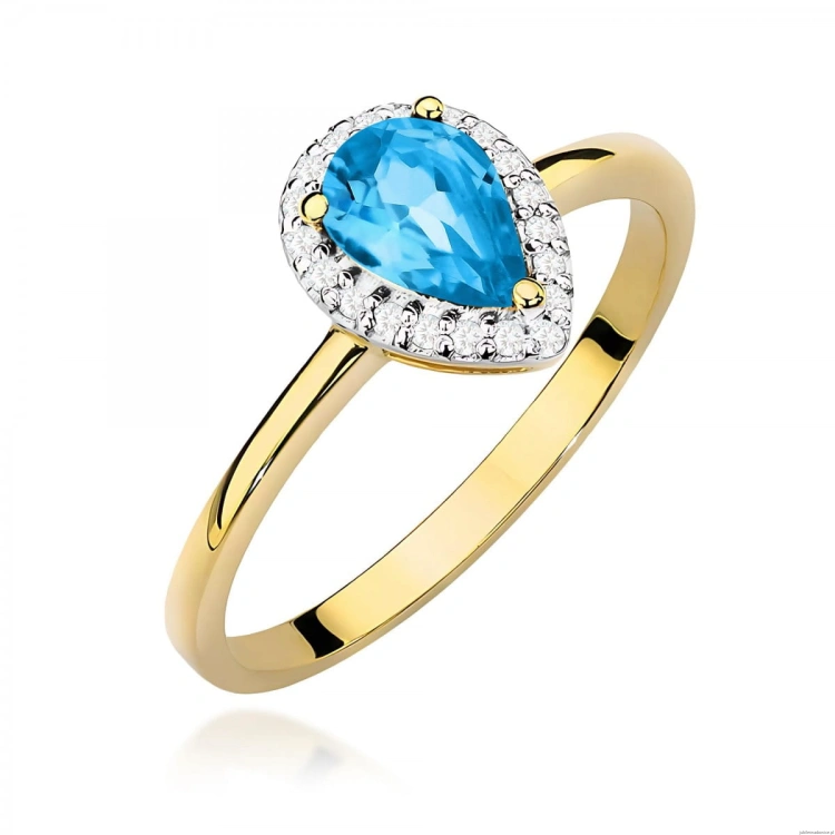 Pierścionek W0455 Topaz Swiss 0,90ct żółte złoto